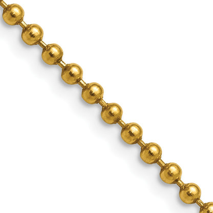 Stainless Steel Chisel Polished Yellow Ip-Plated 3mm 24 Inch Ball Chain Necklace