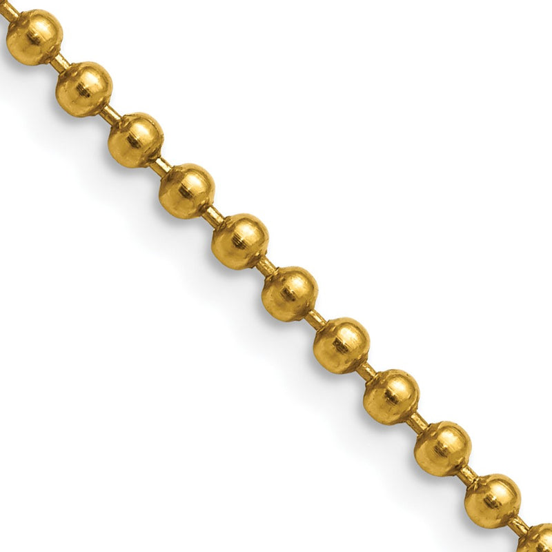 Stainless Steel Chisel Polished Yellow Ip-Plated 3mm 20 Inch Ball Chain Necklace