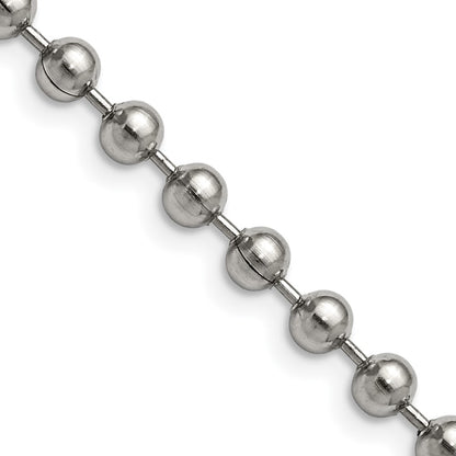 Stainless Steel Chisel Polished 5mm Ball Chain Necklace