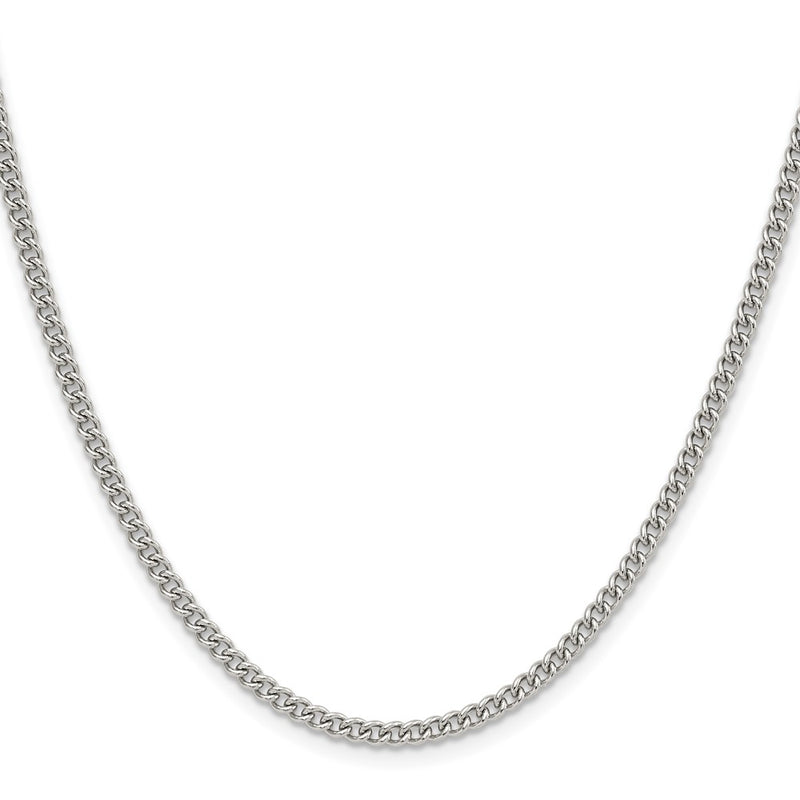 Stainless Steel Chisel Polished 3mm 22 Inch Curb Chain Necklace