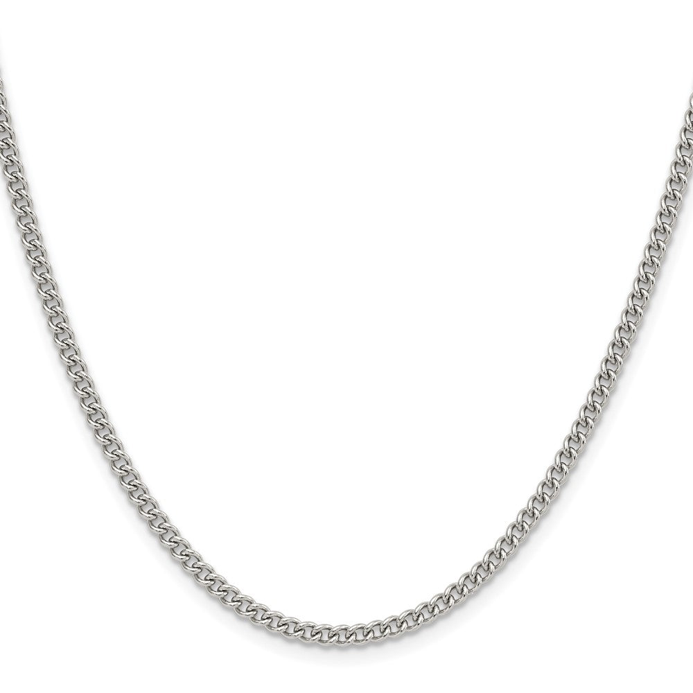 Stainless Steel Chisel Polished 3mm 18 Inch Curb Chain Necklace