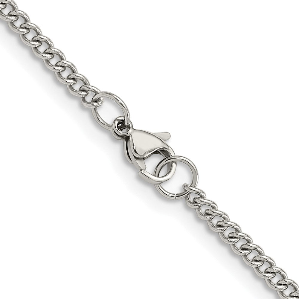 Stainless Steel Chisel Polished 3mm 20 Inch Curb Chain Necklace