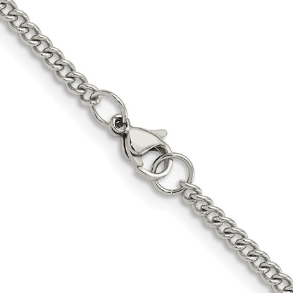 Stainless Steel Chisel Polished 3mm 20 Inch Curb Chain Necklace