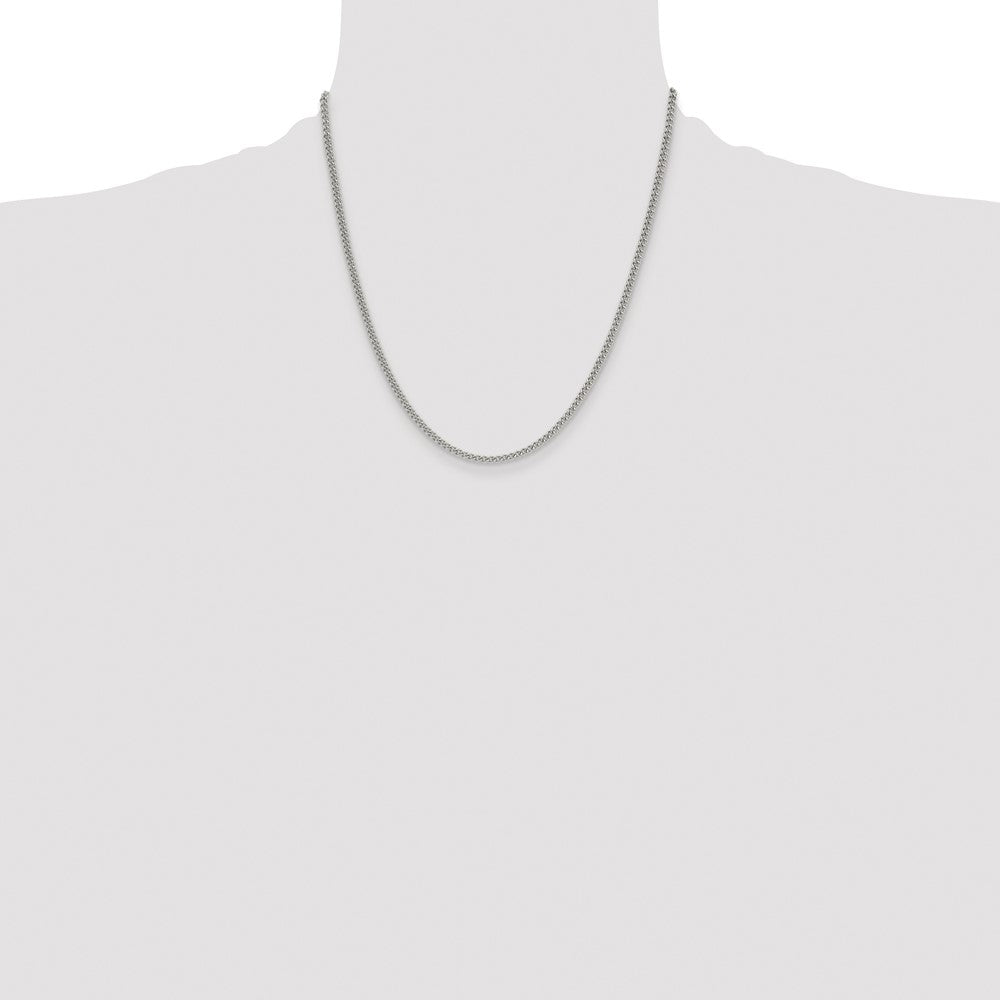 Stainless Steel Chisel Polished 3mm 20 Inch Curb Chain Necklace