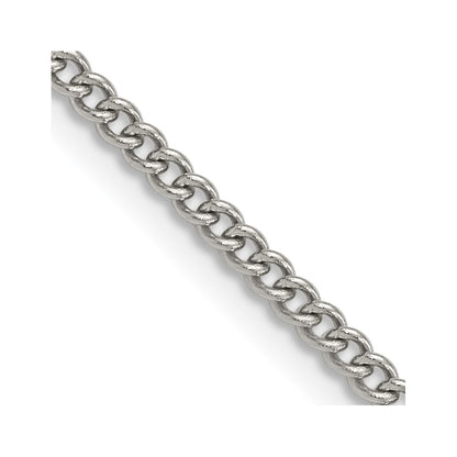 Stainless Steel Chisel Polished 3mm 18 Inch Curb Chain Necklace