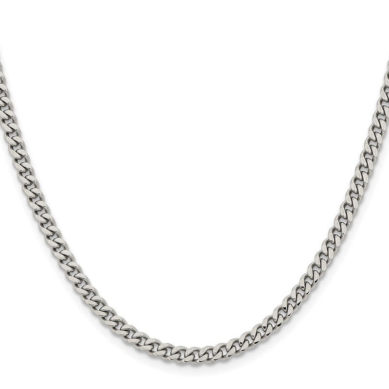 Stainless Steel Chisel Polished 4mm 30 Inch Curb Chain Necklace