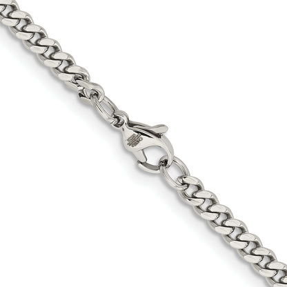 Stainless Steel Chisel Polished 4mm 18 Inch Curb Chain
