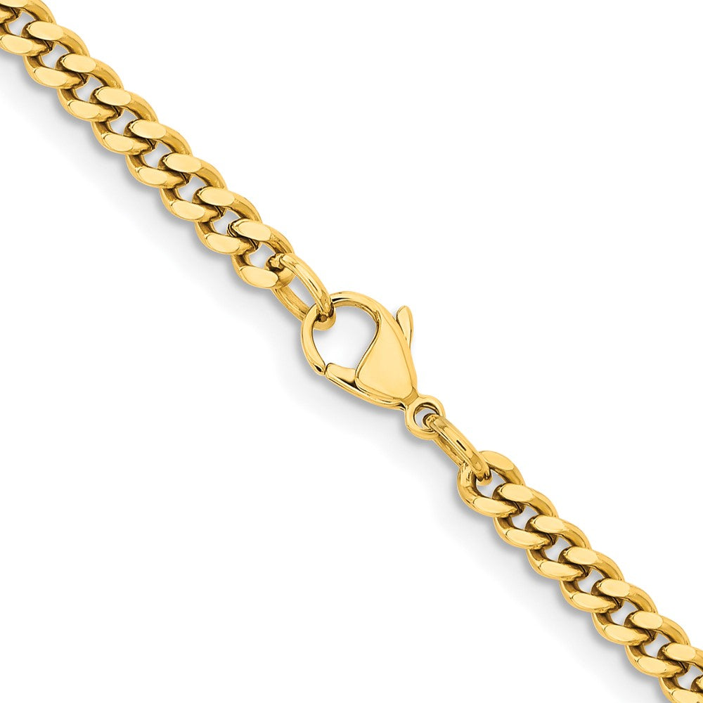 Stainless Steel Chisel Polished Yellow Ip-Plated 4mm 22 Inch Curb Chain Necklace