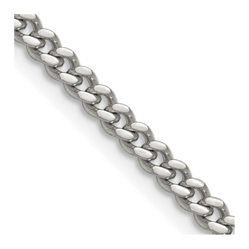 Stainless Steel Chisel Polished 4mm 30 Inch Curb Chain Necklace