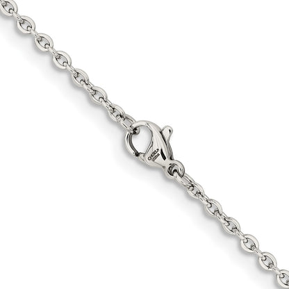 Stainless Steel Chisel Polished 2.3mm 18 Inch Cable Chain Necklace