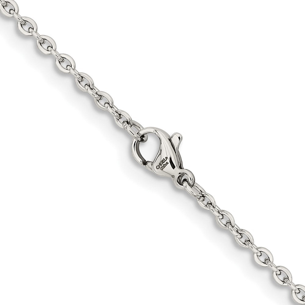 Stainless Steel Chisel Polished 2.3mm 20 Inch Cable Chain Necklace