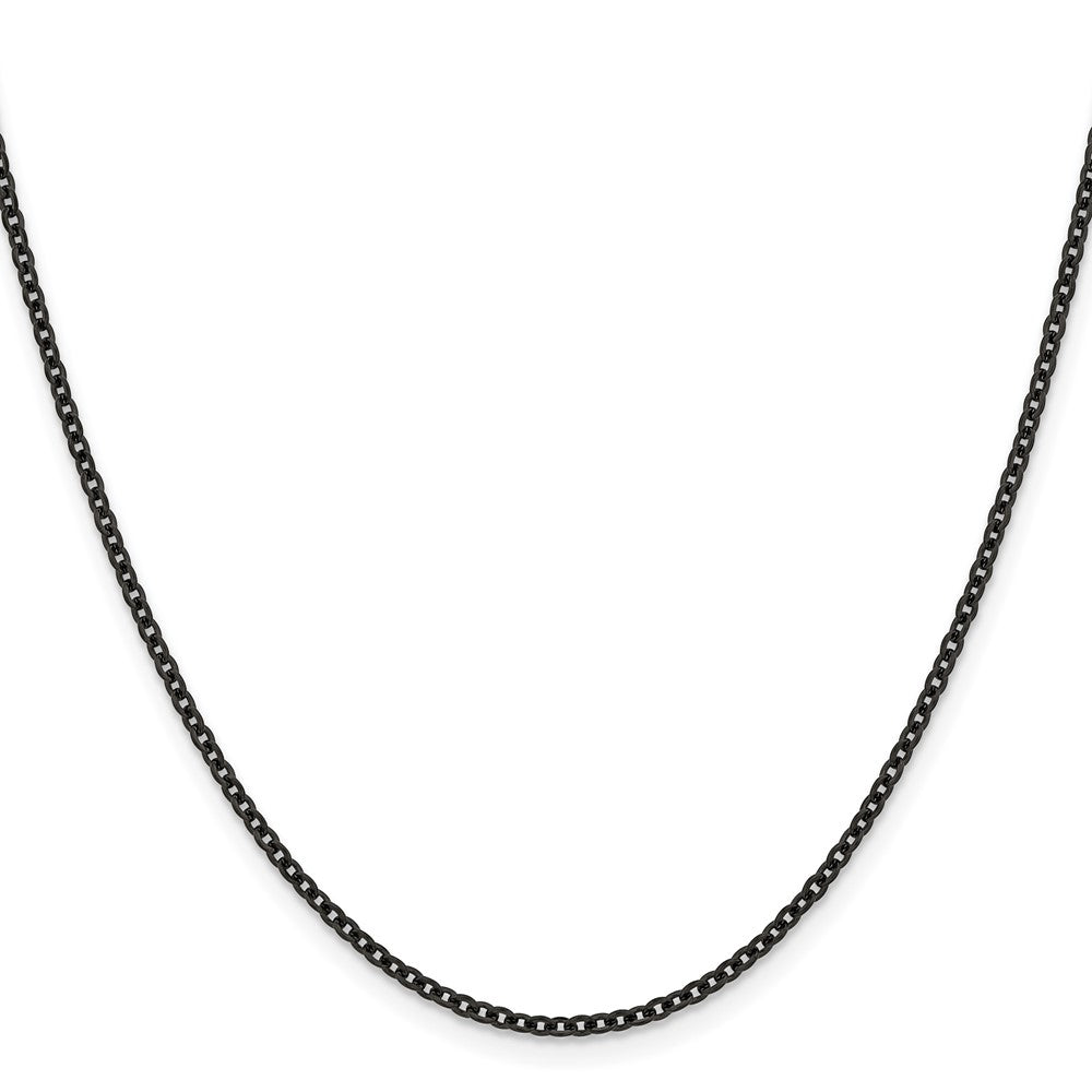 Stainless Steel Chisel Polished Black Ip-Plated 2.3mm 20 Inch Cable Chain Necklace