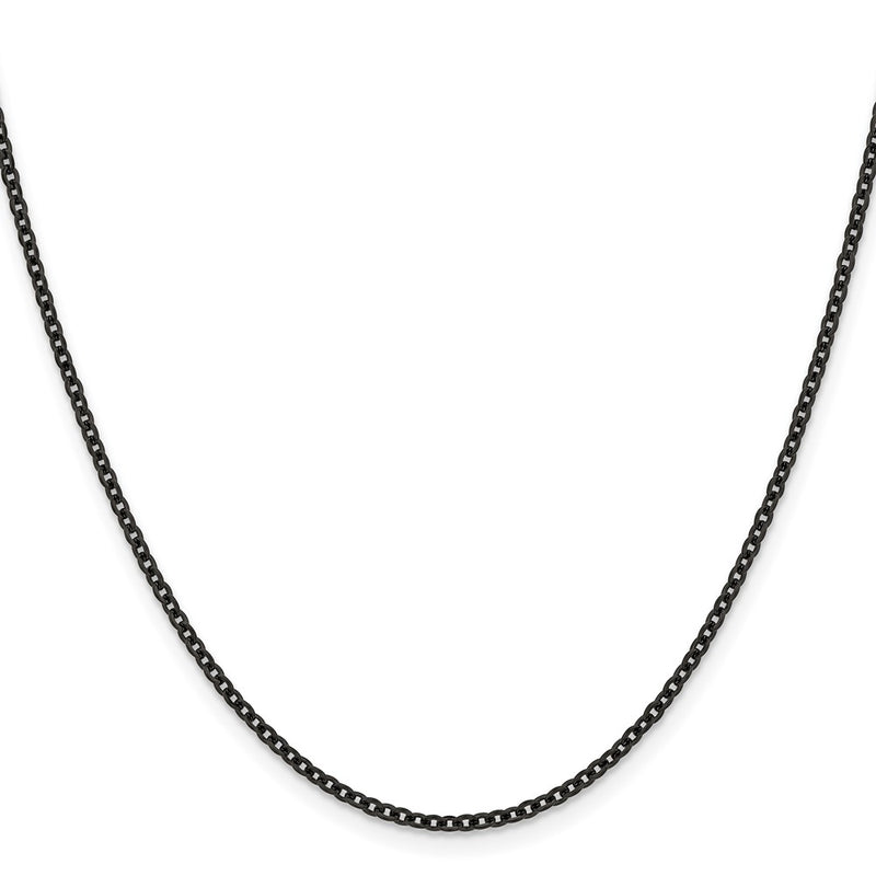 Stainless Steel Chisel Polished Black Ip-Plated 2.3mm 18 Inch Cable Chain Necklace