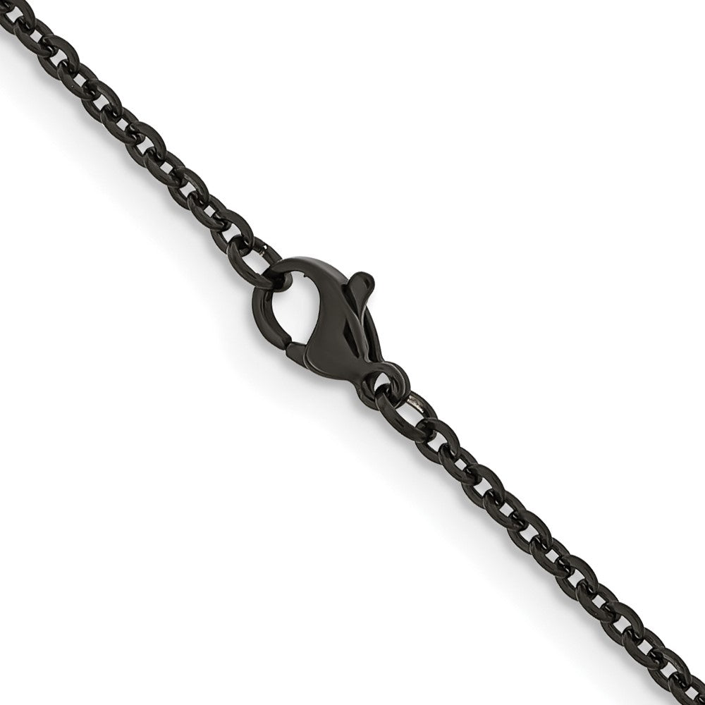 Stainless Steel Chisel Polished Black Ip-Plated 2.3mm 20 Inch Cable Chain Necklace