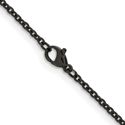 Stainless Steel Chisel Polished Black Ip-Plated 2.3mm 18 Inch Cable Chain Necklace