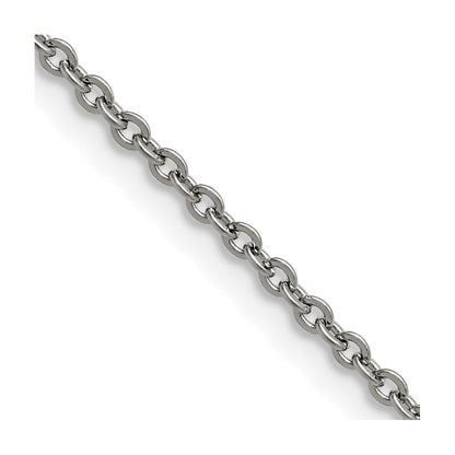 Stainless Steel Chisel Polished 2.3mm 20 Inch Cable Chain Necklace