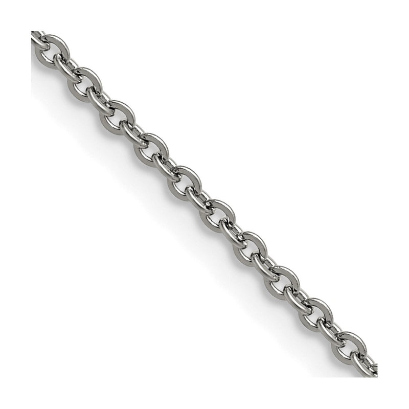 Stainless Steel Chisel Polished 2.3mm 20 Inch Cable Chain Necklace