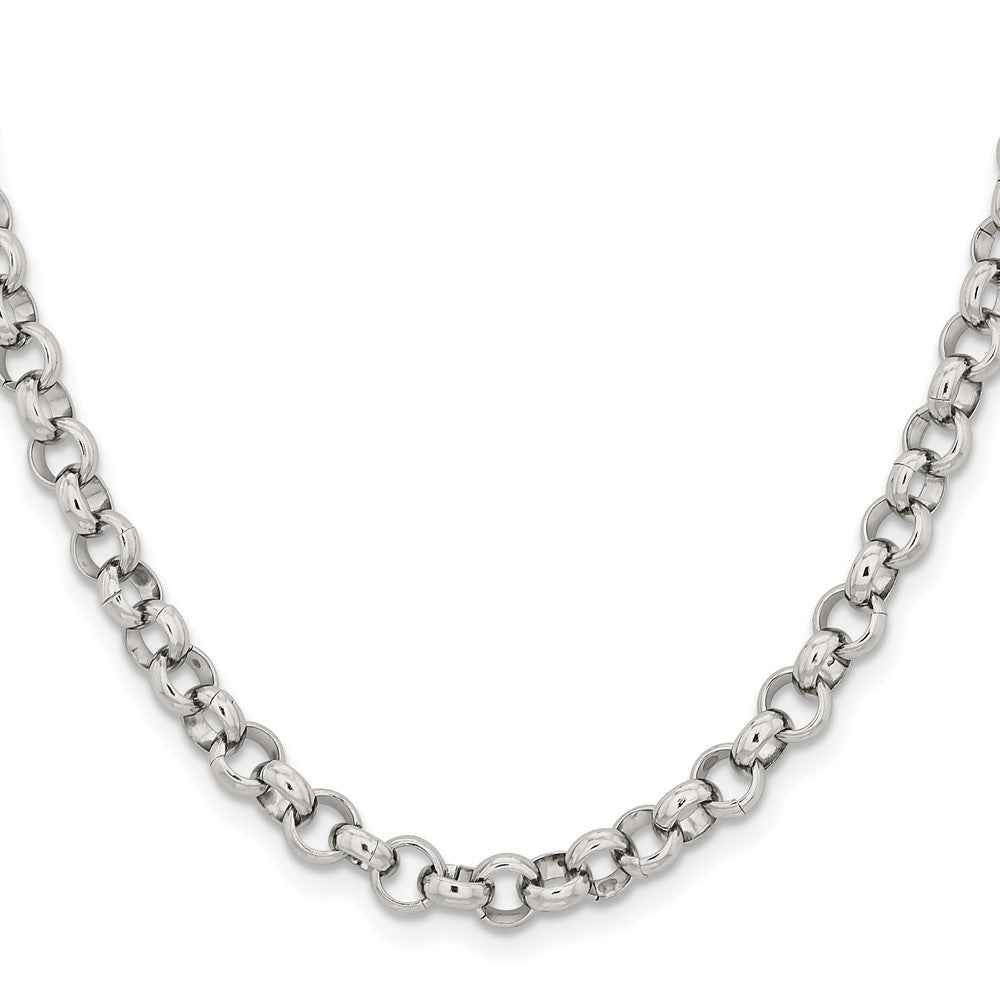 Stainless Steel Chisel Polished 6mm 18 Inch Rolo Chain Necklace