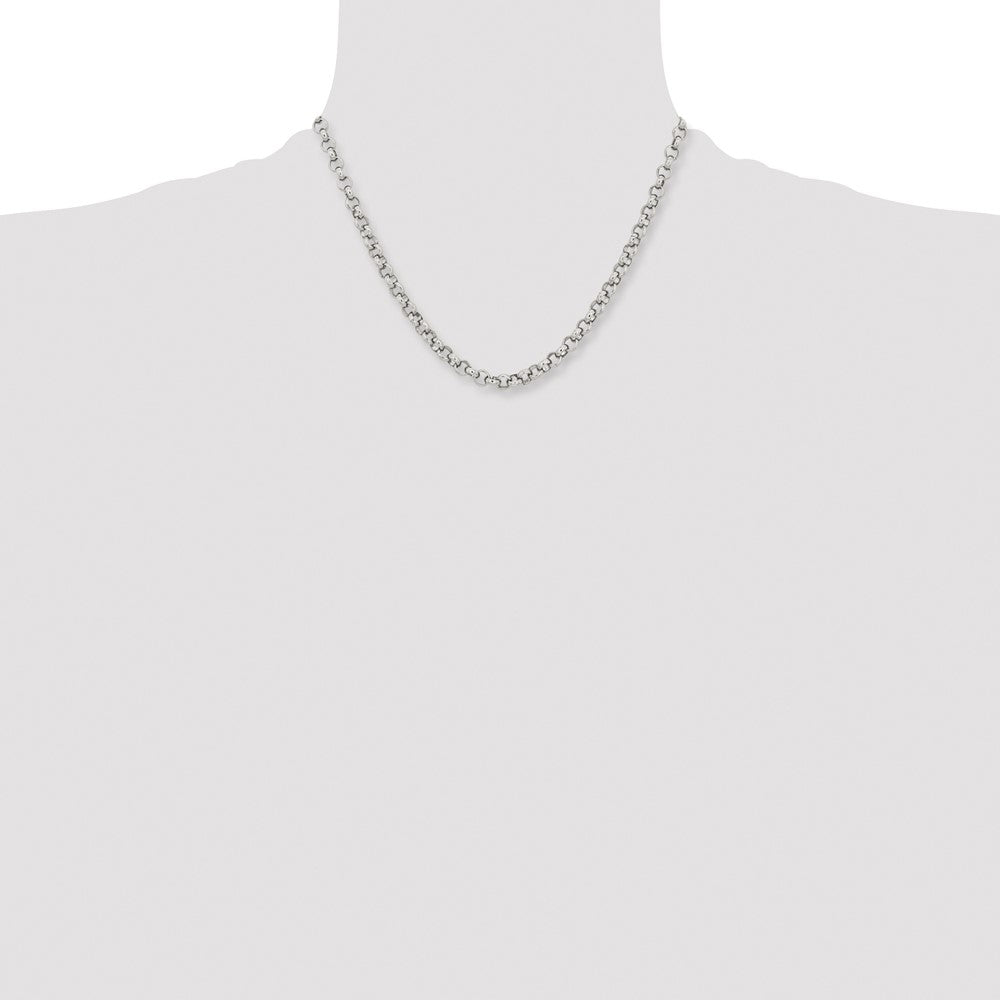 Stainless Steel Chisel Polished 6mm 18 Inch Rolo Chain Necklace