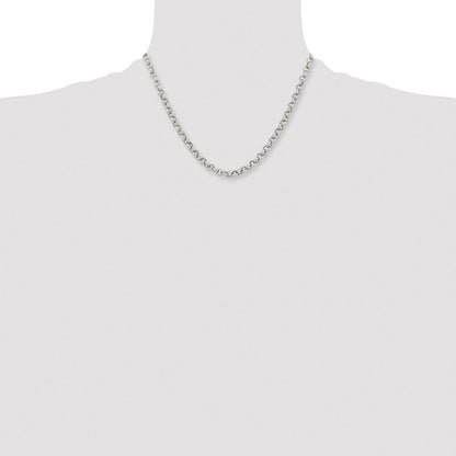 Stainless Steel Chisel Polished 6mm 18 Inch Rolo Chain Necklace