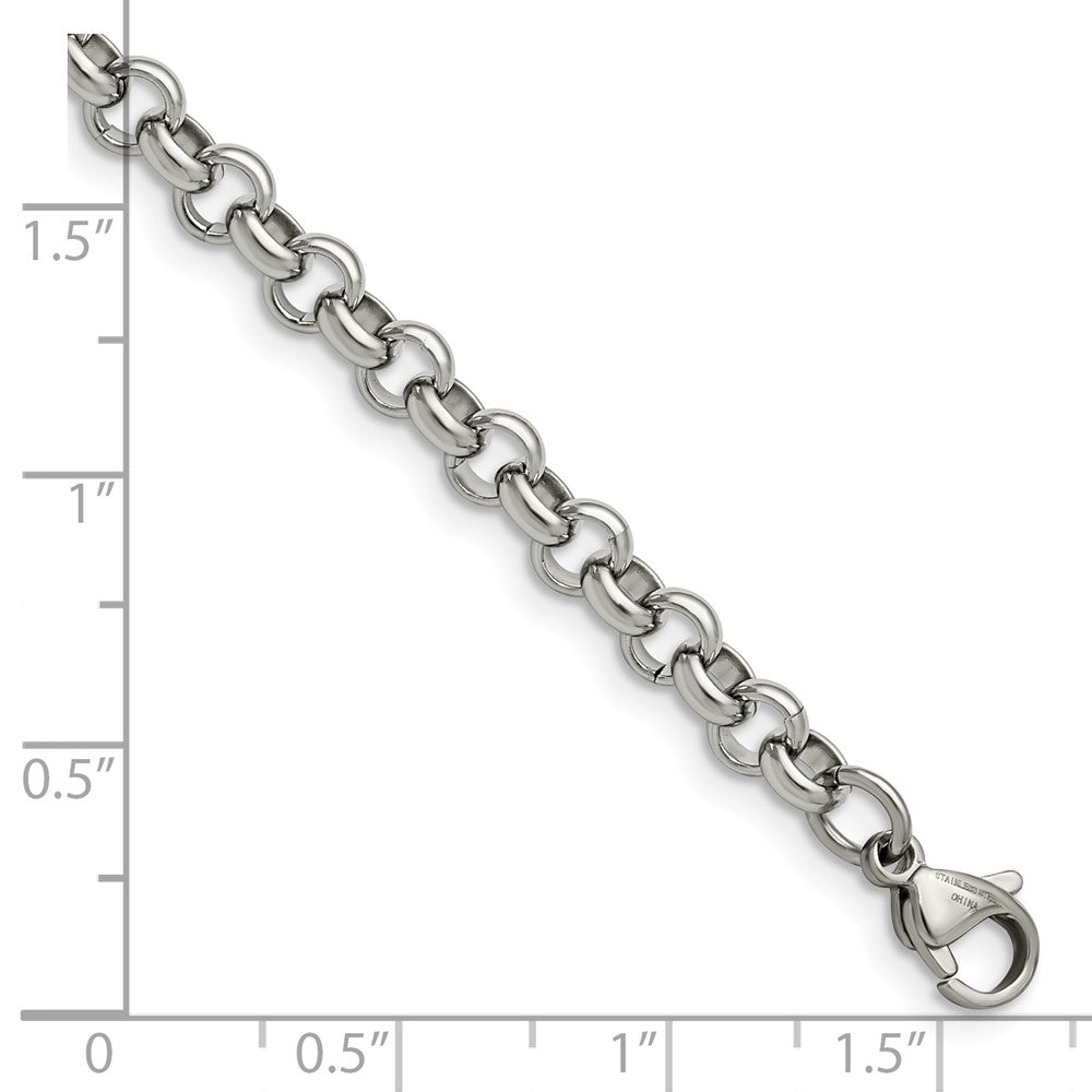 Stainless Steel Chisel Polished 6mm Rolo Chain Bracelet