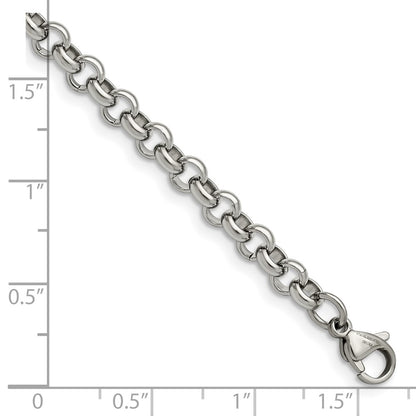 Stainless Steel Chisel Polished 6mm Rolo Chain Bracelet