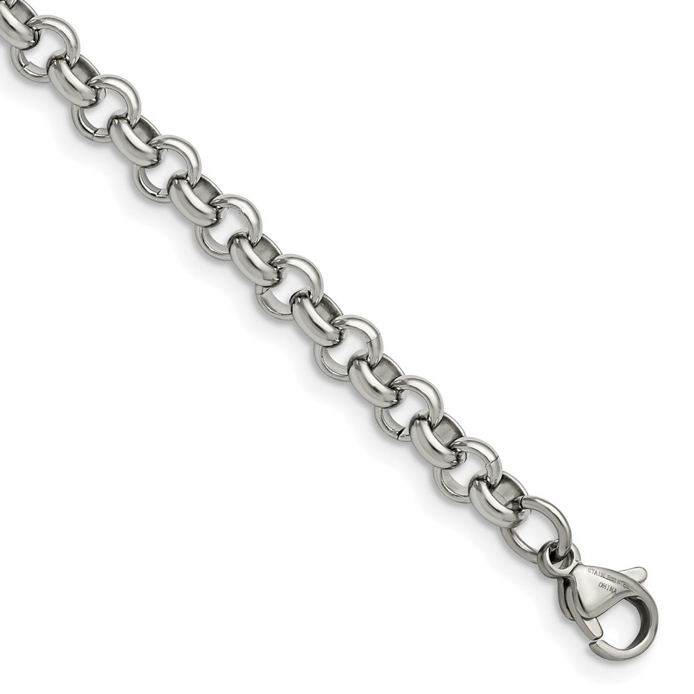 Stainless Steel Chisel Polished 6mm Rolo Chain Bracelet