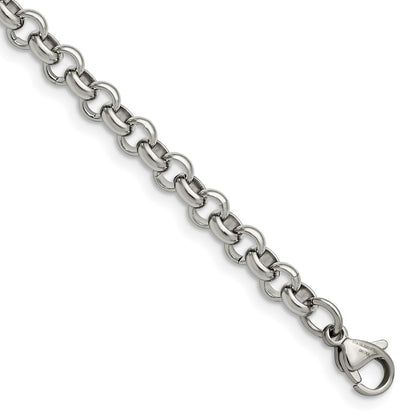 Stainless Steel Chisel Polished 6mm Rolo Chain Bracelet
