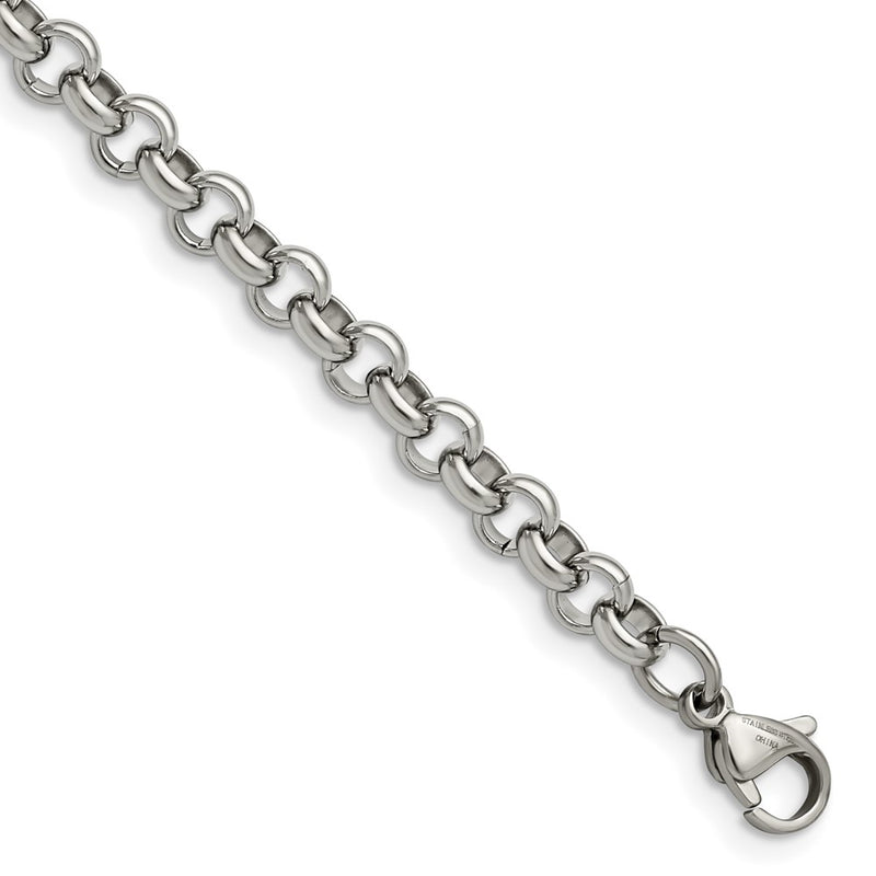 Stainless Steel Chisel Polished 6mm Rolo Chain Bracelet