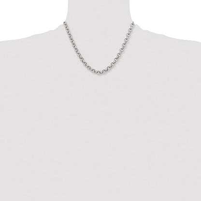 Stainless Steel Chisel Polished 8mm 18 Inch Rolo Chain Necklace