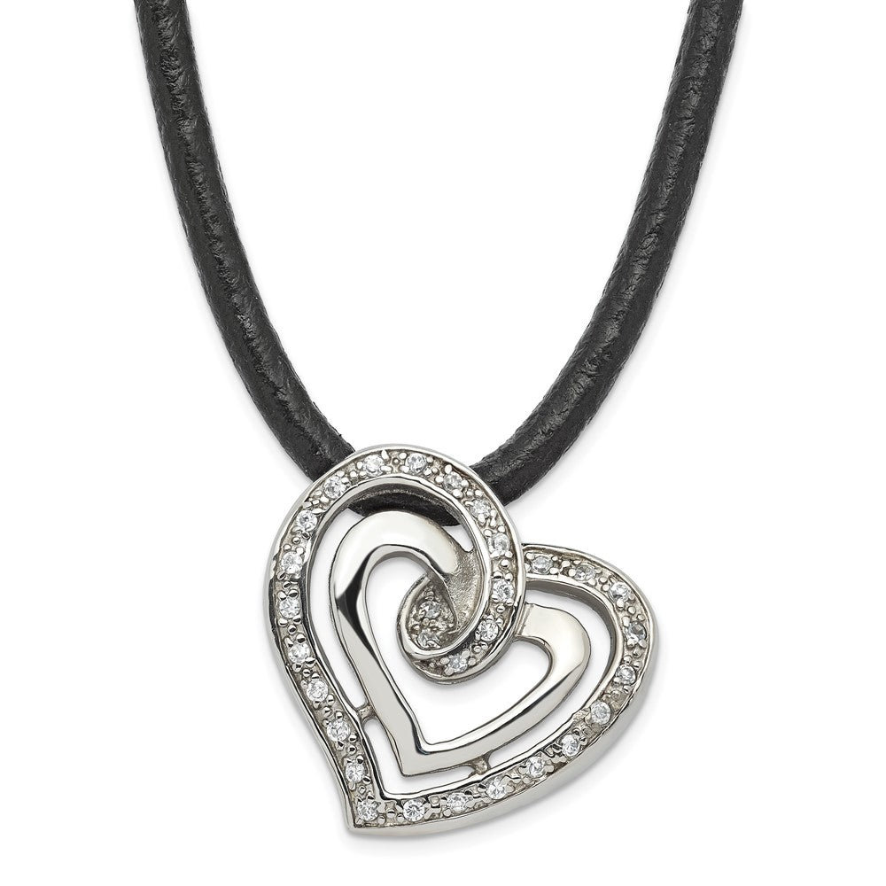 Stainless Steel Cz Heart Necklace