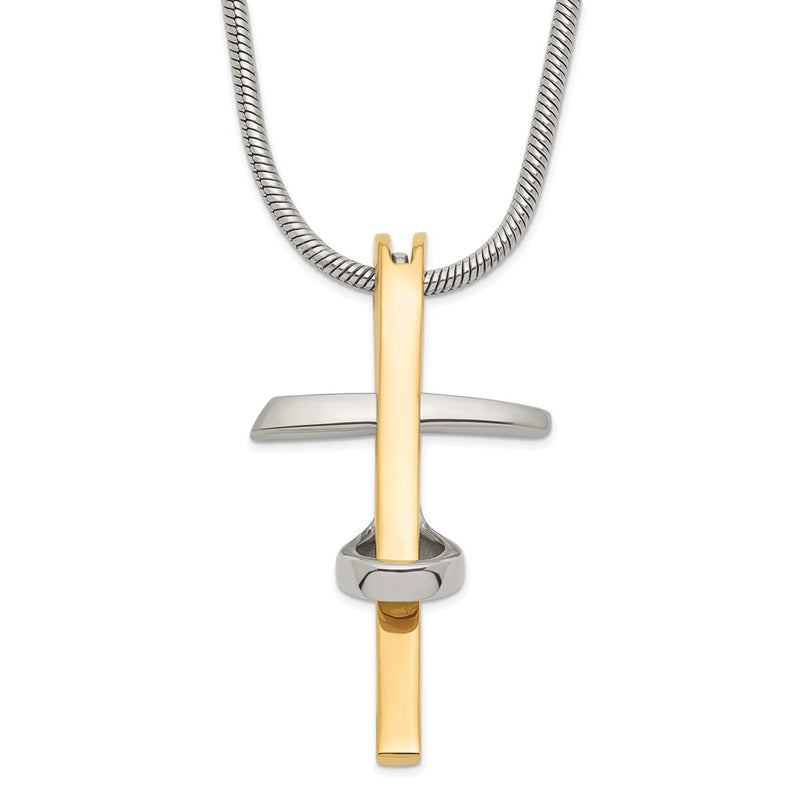 Stainless Steel Gold Ip-Plated Cross Necklace