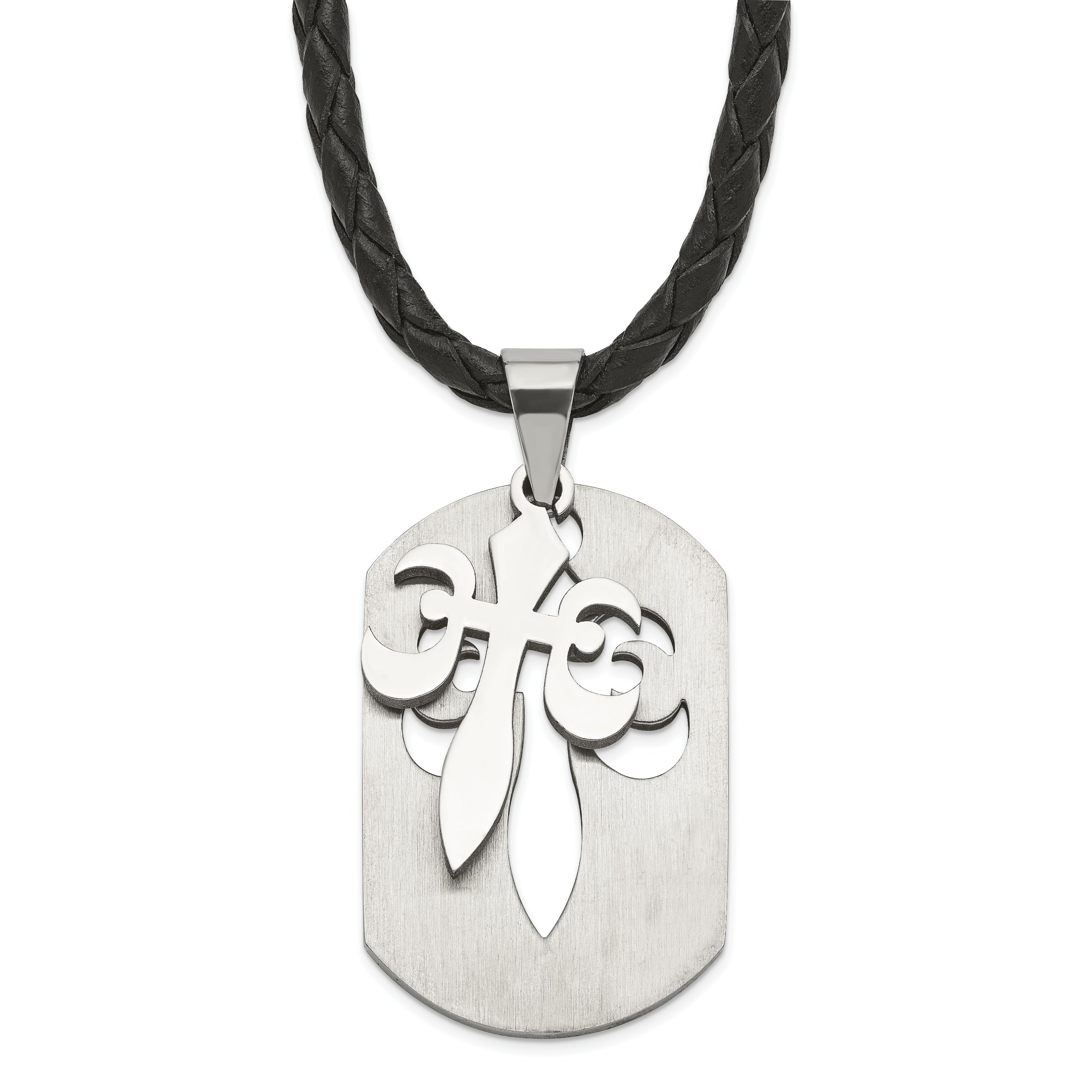Stainless Steel Fleur De Lis Cut-Out Dog Tag Necklace