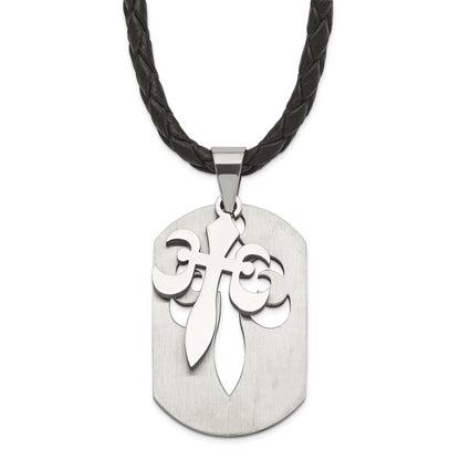 Stainless Steel Fleur De Lis Cut-Out Dog Tag Necklace