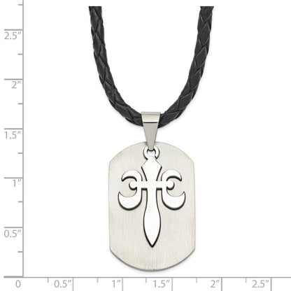 Stainless Steel Fleur De Lis Cut-Out Dog Tag Necklace