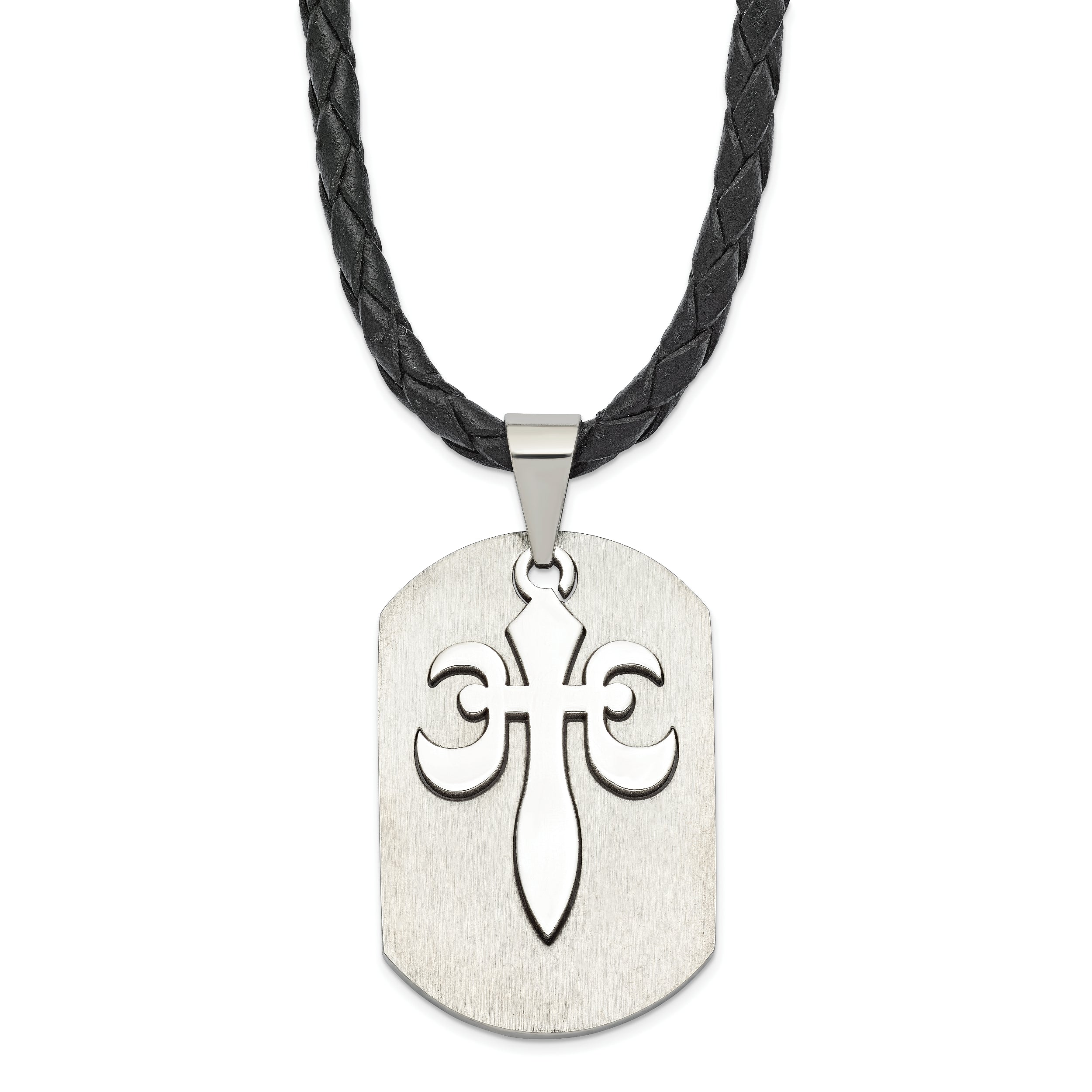 Stainless Steel Fleur De Lis Cut-Out Dog Tag Necklace