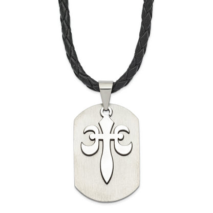 Stainless Steel Fleur De Lis Cut-Out Dog Tag Necklace