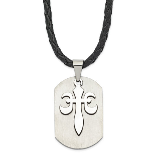 Stainless Steel Fleur De Lis Cut-Out Dog Tag Necklace