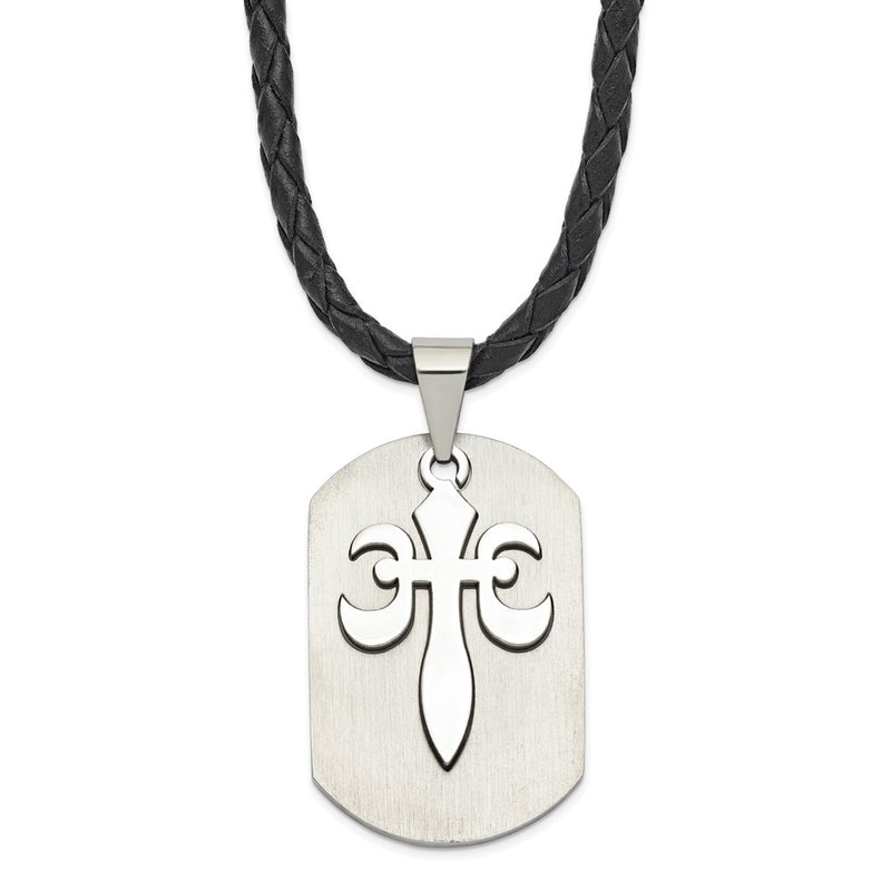 Stainless Steel Fleur De Lis Cut-Out Dog Tag Necklace