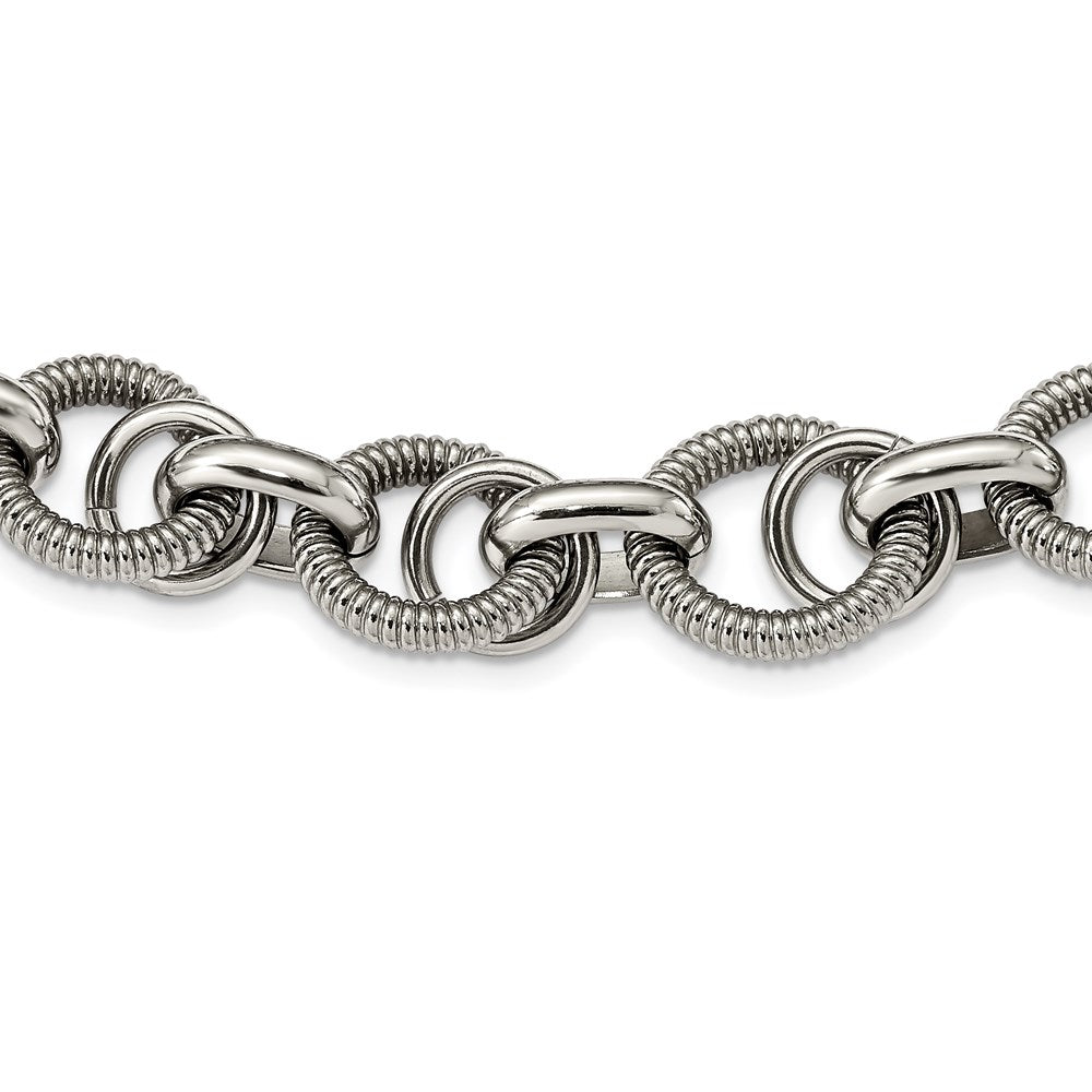 Stainless Steel Polished Fancy Link Chain Necklace
