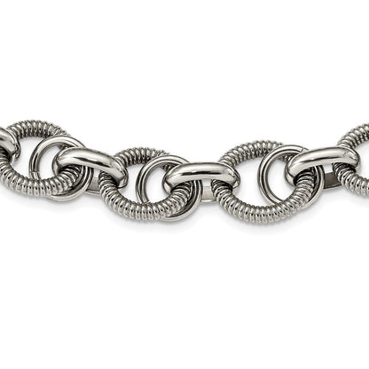 Stainless Steel Polished Fancy Link Chain Necklace
