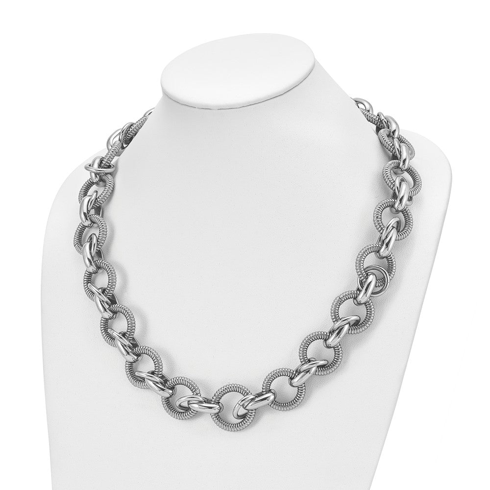 Stainless Steel Polished Fancy Link Chain Necklace