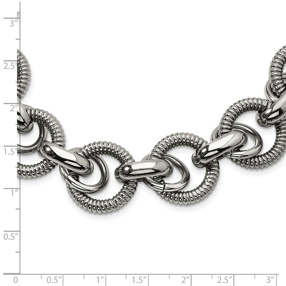 Stainless Steel Polished Fancy Link Chain Necklace