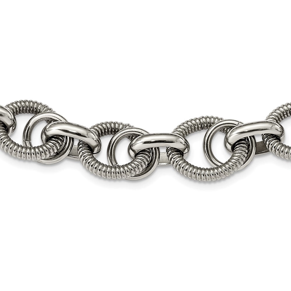 Stainless Steel Polished Fancy Link Chain Necklace