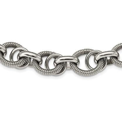 Stainless Steel Polished Fancy Link Chain Necklace