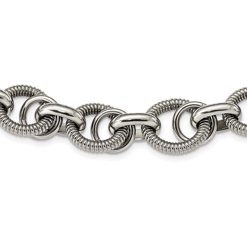 Stainless Steel Polished Fancy Link Chain Necklace