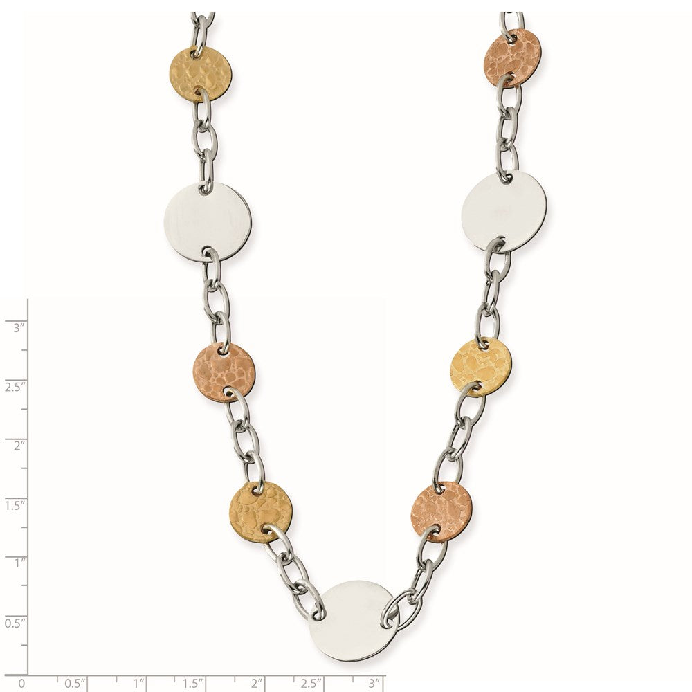 Stainless Steel Pink & Yellow Ip-Plated Circle 26.5In Necklace