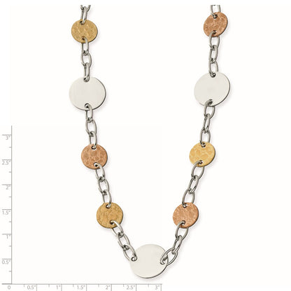 Stainless Steel Pink & Yellow Ip-Plated Circle 26.5In Necklace