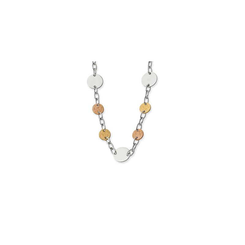 Stainless Steel Pink & Yellow Ip-Plated Circle 26.5In Necklace