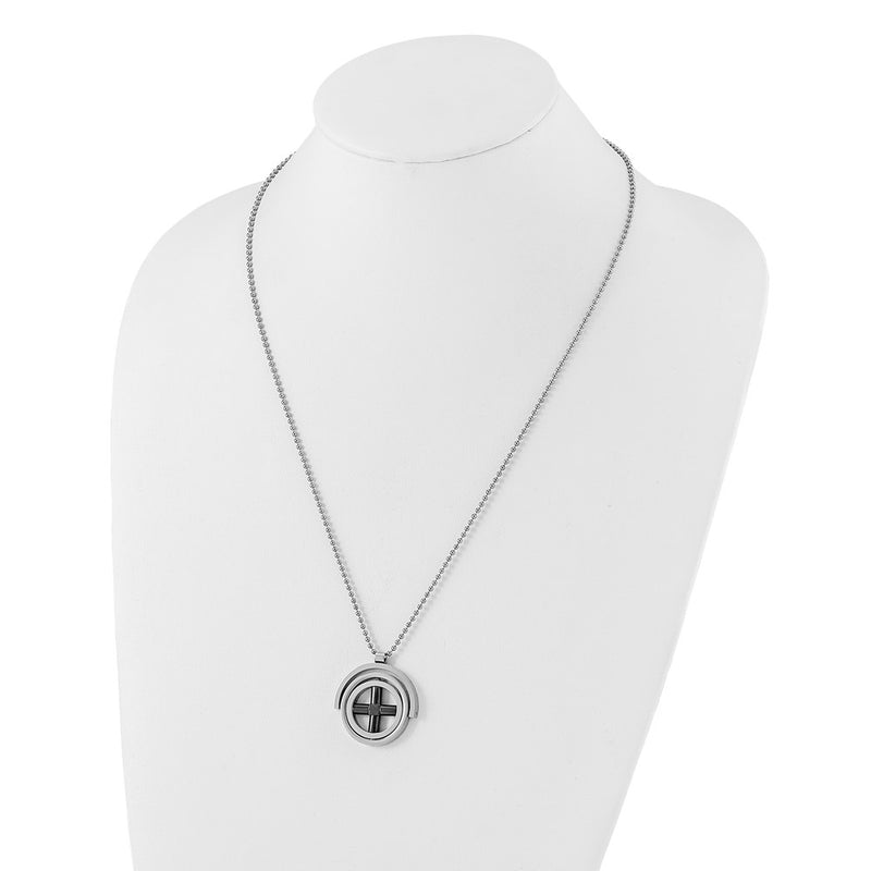 Stainless Steel & Black Ip-Plated X Moveable Circles Necklace